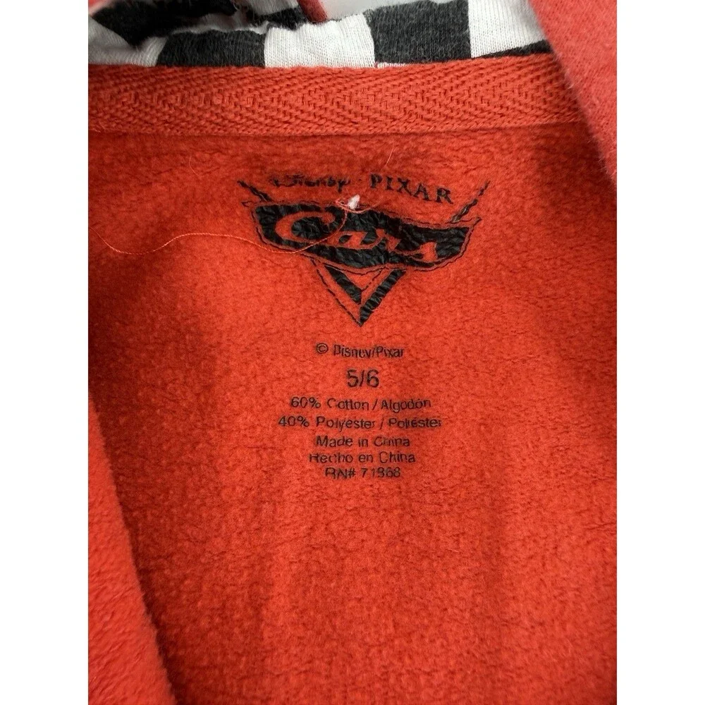 Disney Pixar Cars Lightning McQueen Hoodie Boys 5/6 Red Full Zip